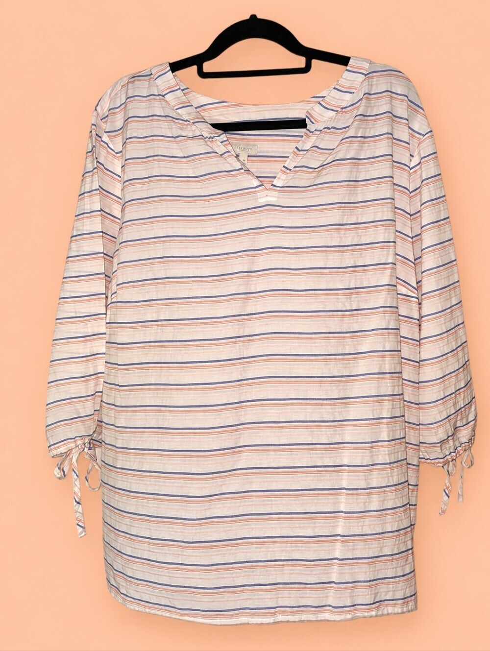 Talbots Striped 3/4 Tie-Cuff Sleeve Blouse Top Plus Size 3X